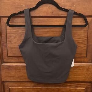 CRZ Yoga Butterluxe Square Neck Built in Bra Tank Mysterious Grey sz S NWT's